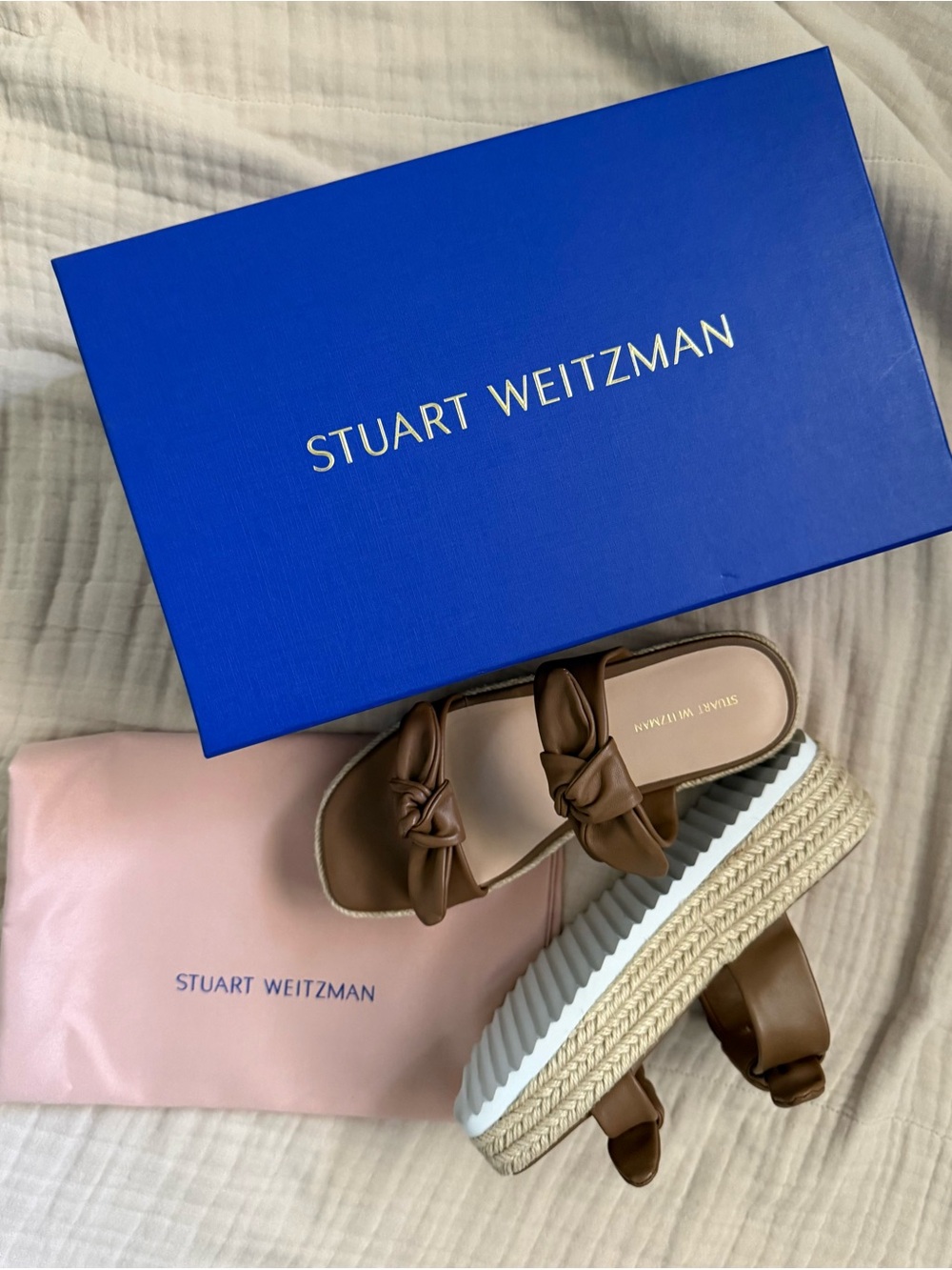 New in Box - Stuart Wietzman Bandeau Leather Flatform Sandals Size 6 - Picture 4 of 6